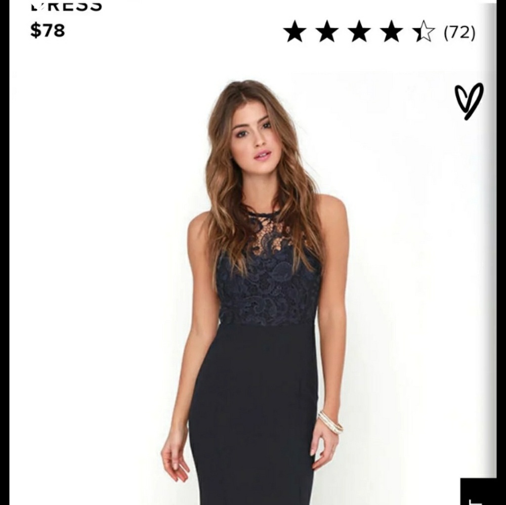 Lulu's Navy Blue long dress with lace